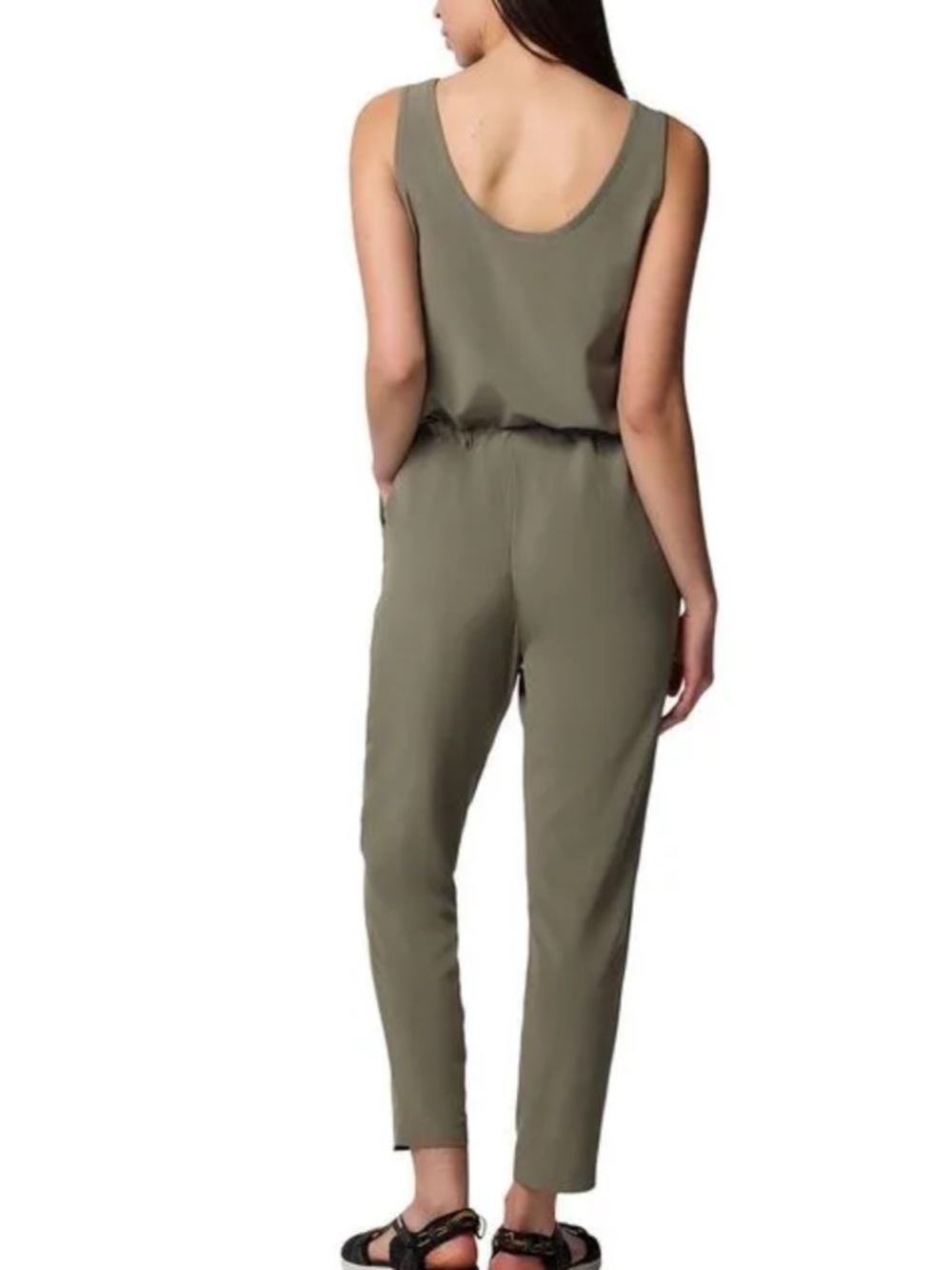 Columbia Olive Green Sleeveless tank Drawstring Jumpsuit - Picture 3 of 9